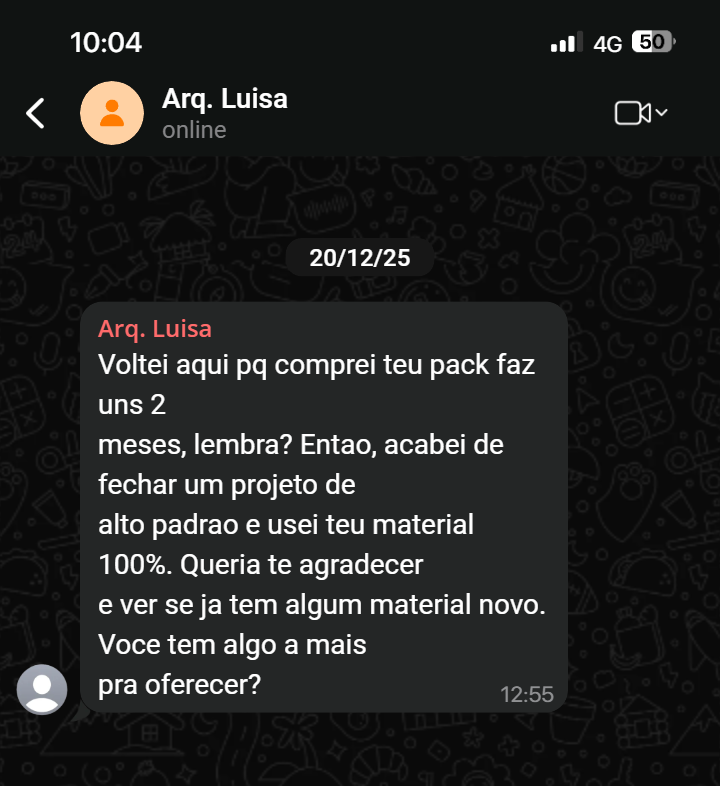 Feedback da Arq. Luísa: fechou projeto de alto padrão usando 100% o material